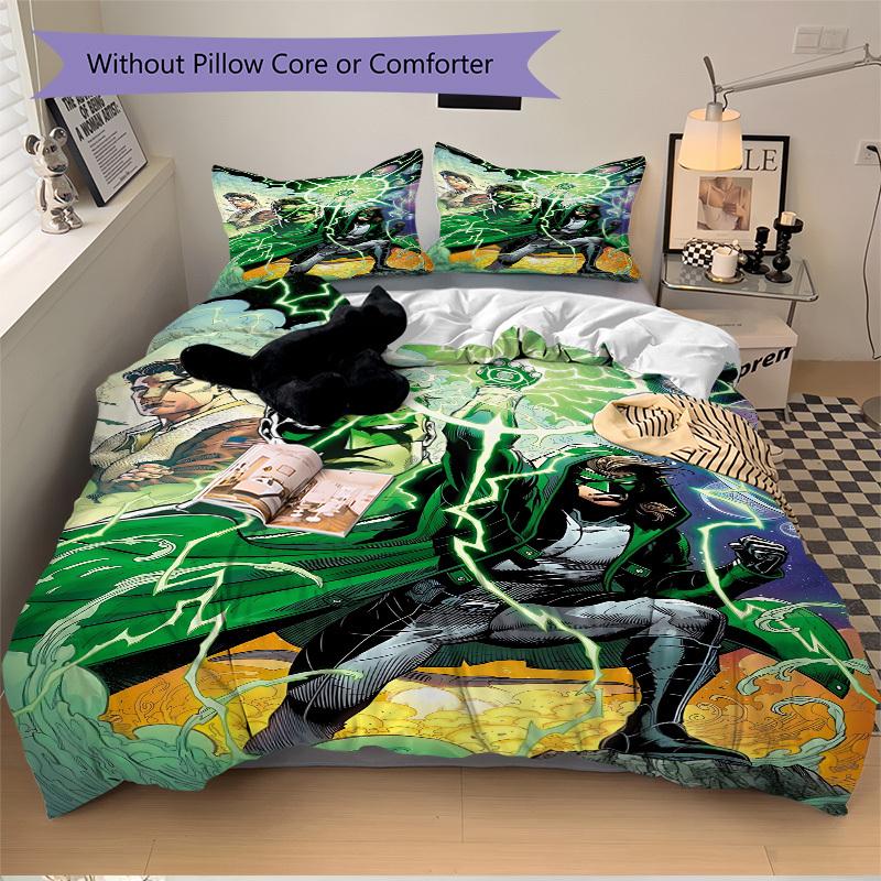 3pcs Green Lantern Corps Cover Set,Soft Comfortable Duvet Cover,Guest Room (1*Duvet Cover + 2*Pillowcases, Without Core) yy251024107