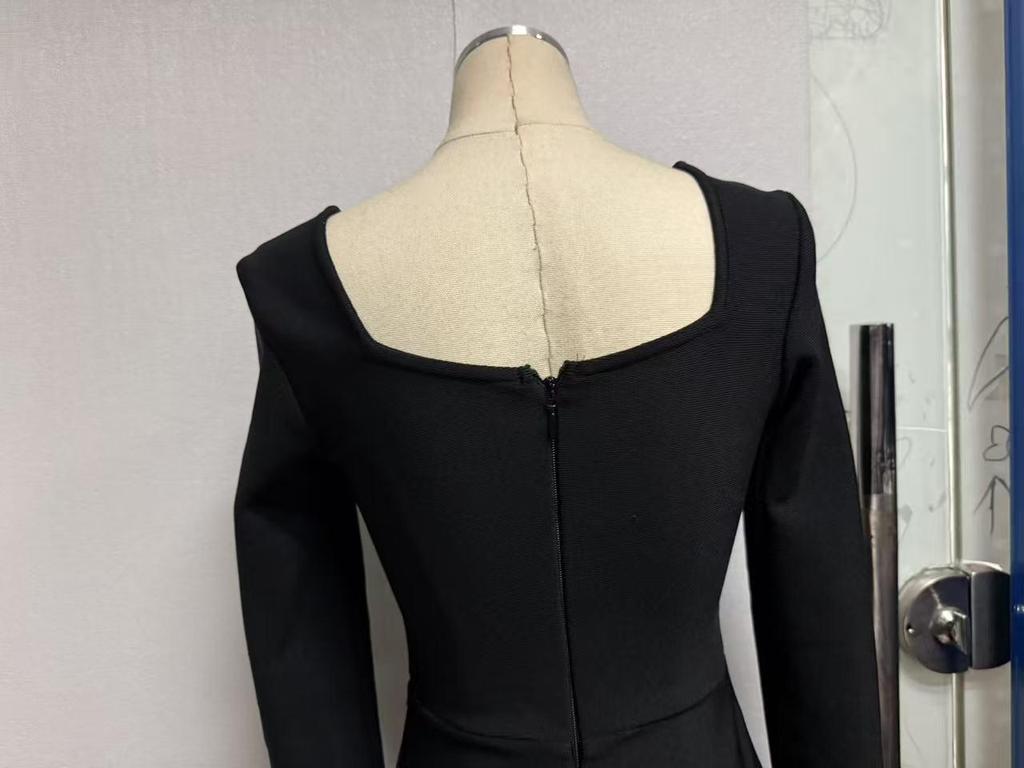 2025 Diamond-Studded Bandage Evening Dress – Sexy Long-Sleeved European & American Style