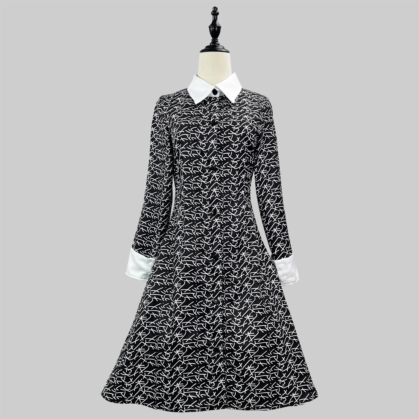 

The Addams Family Wednesday Addams Black Cosplay Dress - Halloween Costume XXL