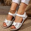 2025 Classic Women Shoes Summer Women's Sandals Fashion Hollow Wedges Sandals Retro Solid Sewing Plus Size Rome Shoes Hot