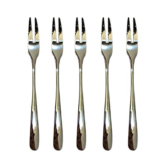 Fruit Fork Double Tine 5.5 Inch Stainless Steel Forks for Fruits Cakes Desserts Snacks Rust-Resistant 304 Food Grade Metal Forks for Party Hotel