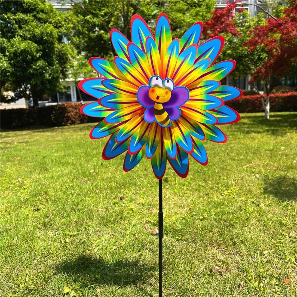 Double/Single layered Children's Sunflower Windmill  Outdoor Party Picnic Decor