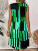 Spring&Summer Women's Geometric Pattern Sleeveless Dress For Summer Vacation Women Bohemia Dresses