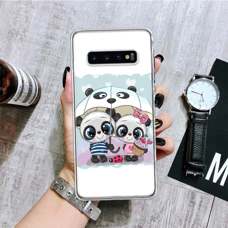 Lovely Panda Baby Cute Phone Case For Samsung Galaxy S20 FE S10 Plus S21 S22 Ultra S10E S9 S8 S7 Edge J4 + Fundas Cover Coque