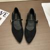 Leopard Print Pointed Mary Jane Shoes Women's 2025 Autumn New Flat-bottomed Large-size One-word Belt Two Wear Shallow Pointed Shoes