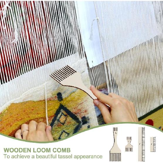 AHANDMAKER 8 шт. Деревянный ткацкий гребень, 4 стиля гребня для гобеленов, Двусторонний деревянный ткацкий гребень, Гребень для бахромы, Инструменты для вязания своими руками, для вязания