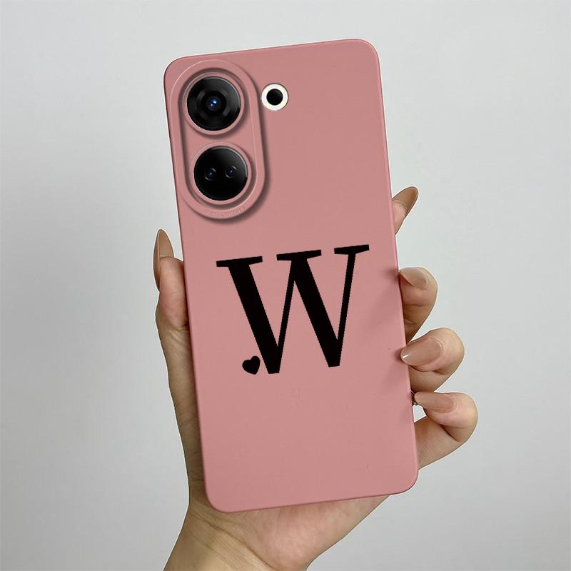 Case For Tecno Camon 20 Pro 4G Cute Initial Letters Liquid Soft Silicone Cover Shell For Tecno Camon 20 Pro CK7n CK6 CK6n Coque