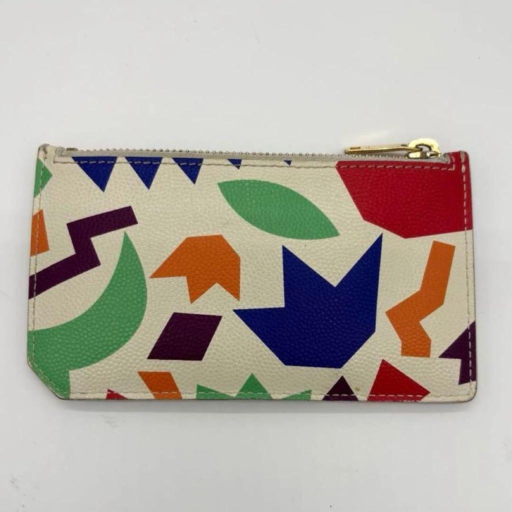Used Saint Laurent | Rare Pattern [Appraised] Fragment Case | Geometric Pattern | Colorful | Coin Case | Card Case