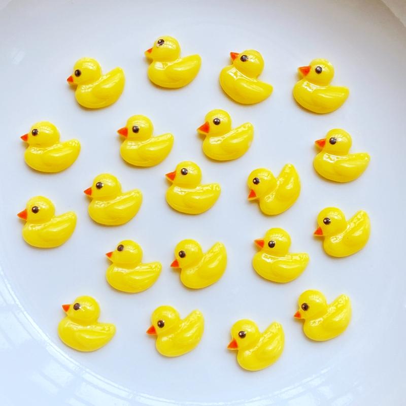 

40Pcs New Resin Mini Call Duck Flat Back Cabochon Scrapbook Kawaii DIY Embellishments Accessories жёлтый