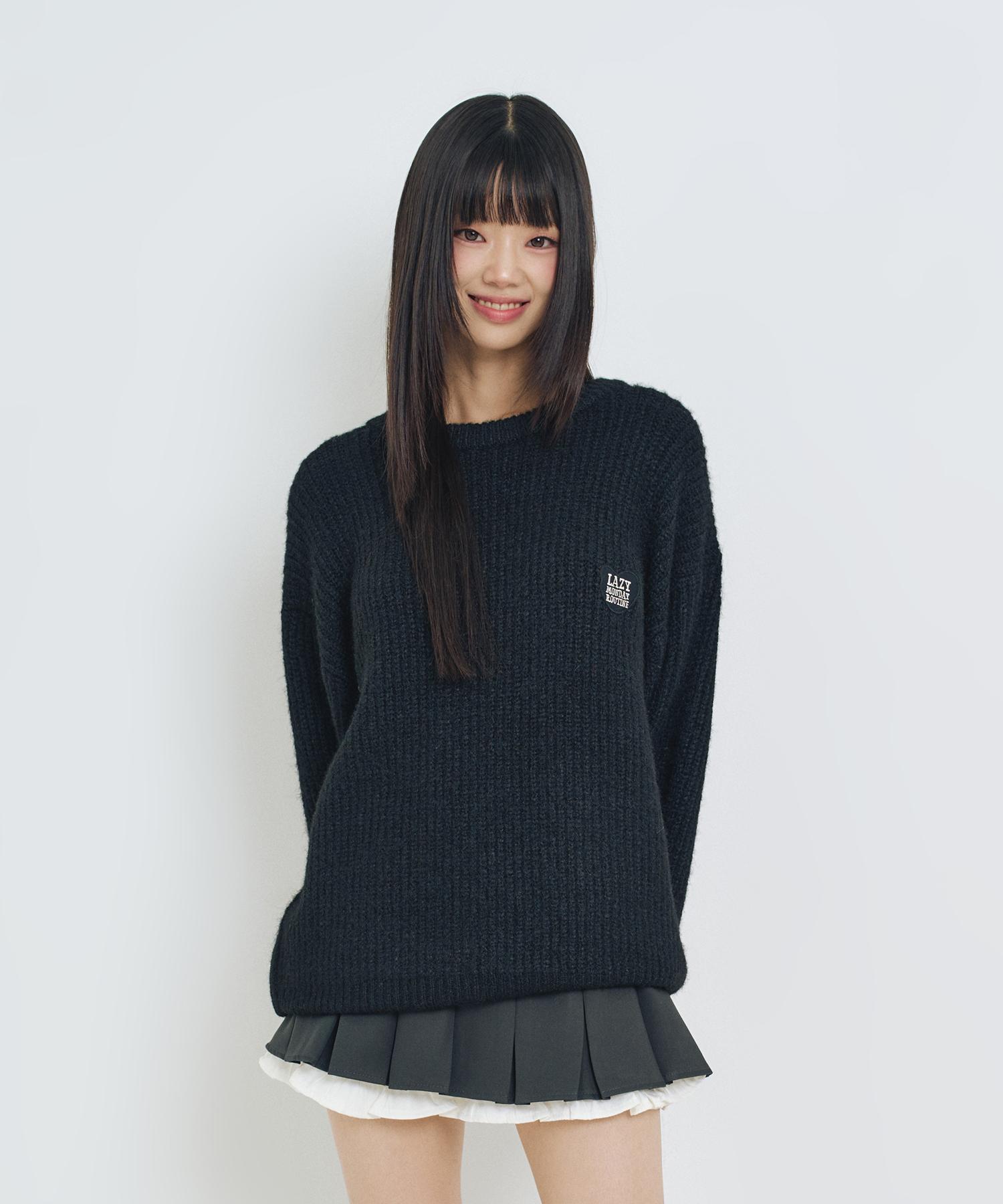 Lmr Hairy Heart Embroidered Pullover Knit Black Black/Free