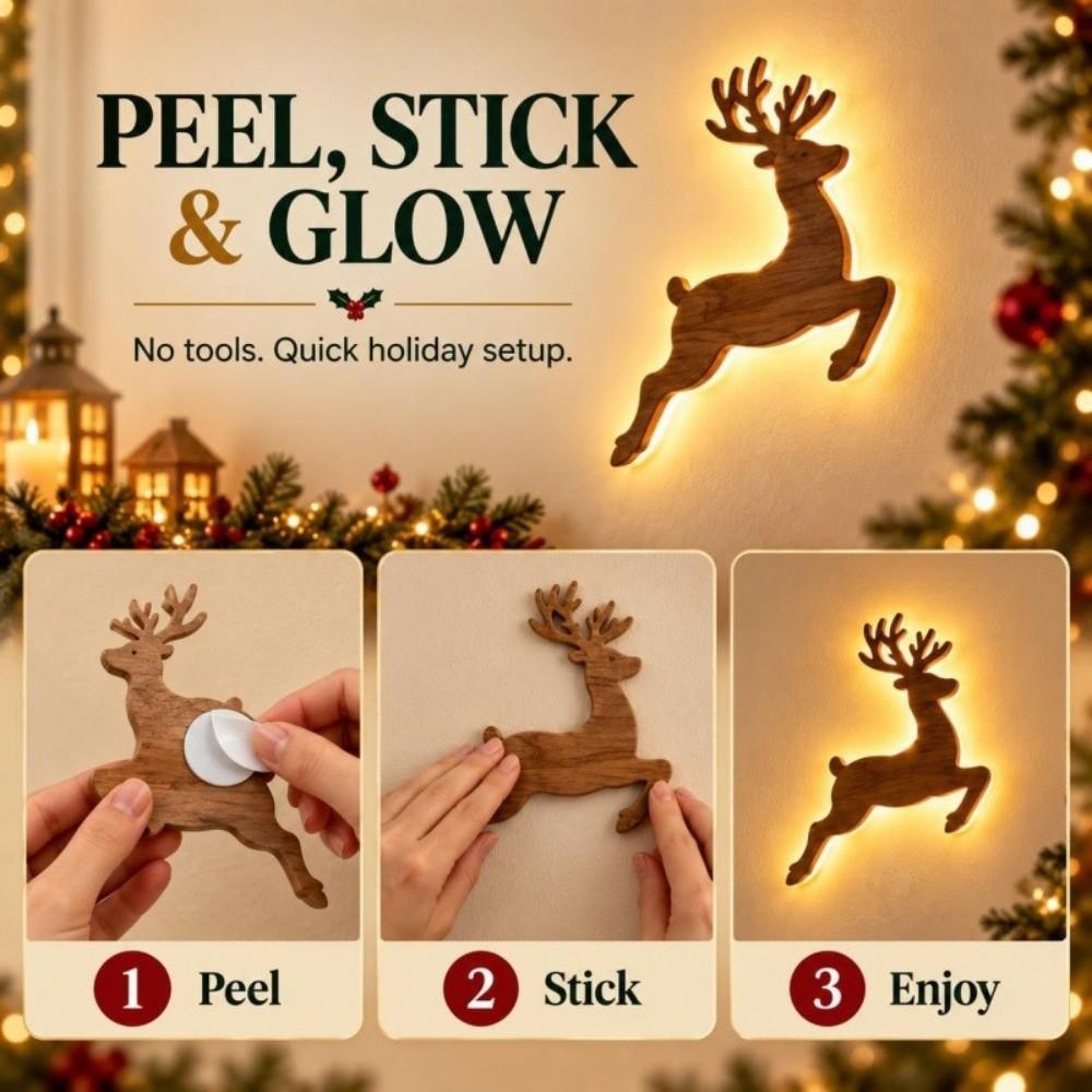 7pcs Warm White Light Christmas Wall Stickers Lighted Christmas Decorations Fireplace Decoration