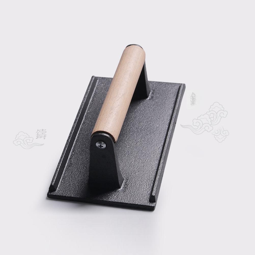 Cast Iron Rectangular Meat Press with Beech Wood Handle