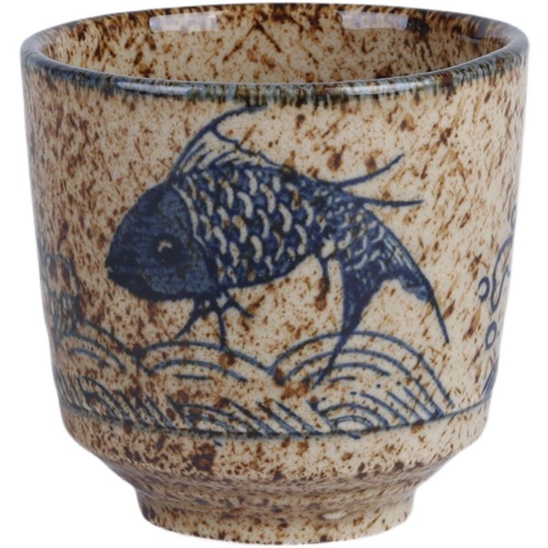 Japanese Ceramic Tea Cup Japanese Restaurant Soup Swallow Cup Office Coarse Pottery TeaCup Tea Set Accessories Drinking Utensils