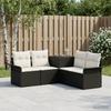 Sofa Set 5 Pieces Black and Cream White Poly Rattan and Steel