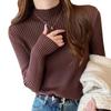 Autumn and winter new simple knitted sweater bottoming top women's versatile slim-fitting and thin semi-turtleneck pullover sweater inner