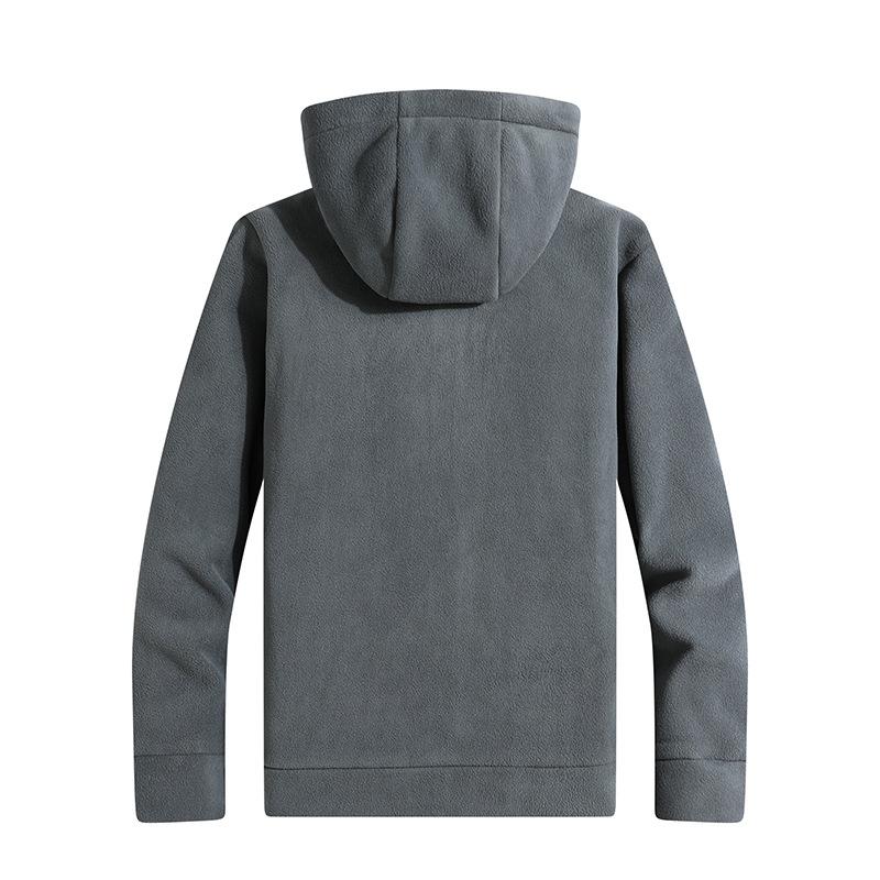 Lamb Fleece Plus Plus Men's Hooded Jacket for Autumn and Winter Sports and Leisure, with Fleece Warm Top