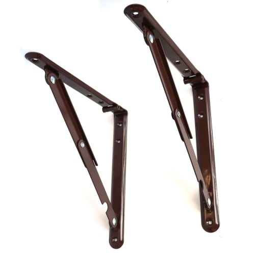 Tanabe Metal Industries Folding Shelf Brackets, 400mm, Brown, Set of 2