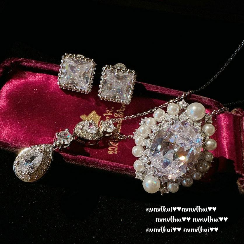 Fairy Pearl Tears, Pigeon Egg Gemstone Ring, Magnificent, 18K Gold-Plated, Love Water Drop Zircon Necklace.