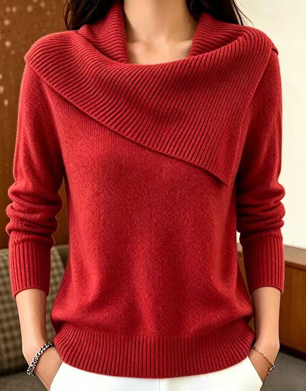 Women's Retro European & American Slimming Lapel Sweater - Playful & Versatile Knit Design