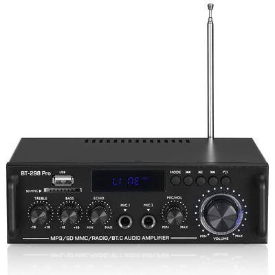 Dual MIC Bluetooth 5.0 Power Amplifier Stereo USB Player Home Speaker 50W X 2