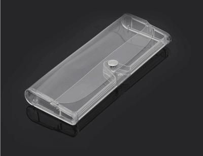 Clear Plastic Eyeglass Clip-On Case Durable Transparent Storage Box for Prescription Glasses Sunglasses with Secure Snap Closure