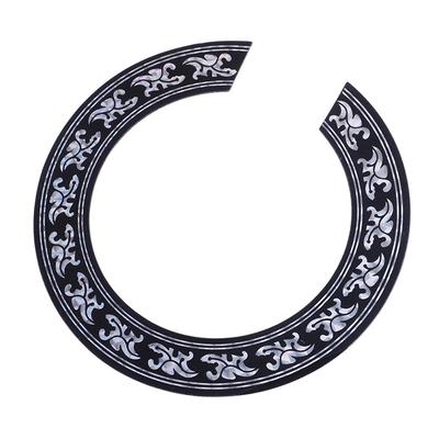 Autocollant Rose pour trou sonore, pour pièces de guitare classique acoustique, noir + argent