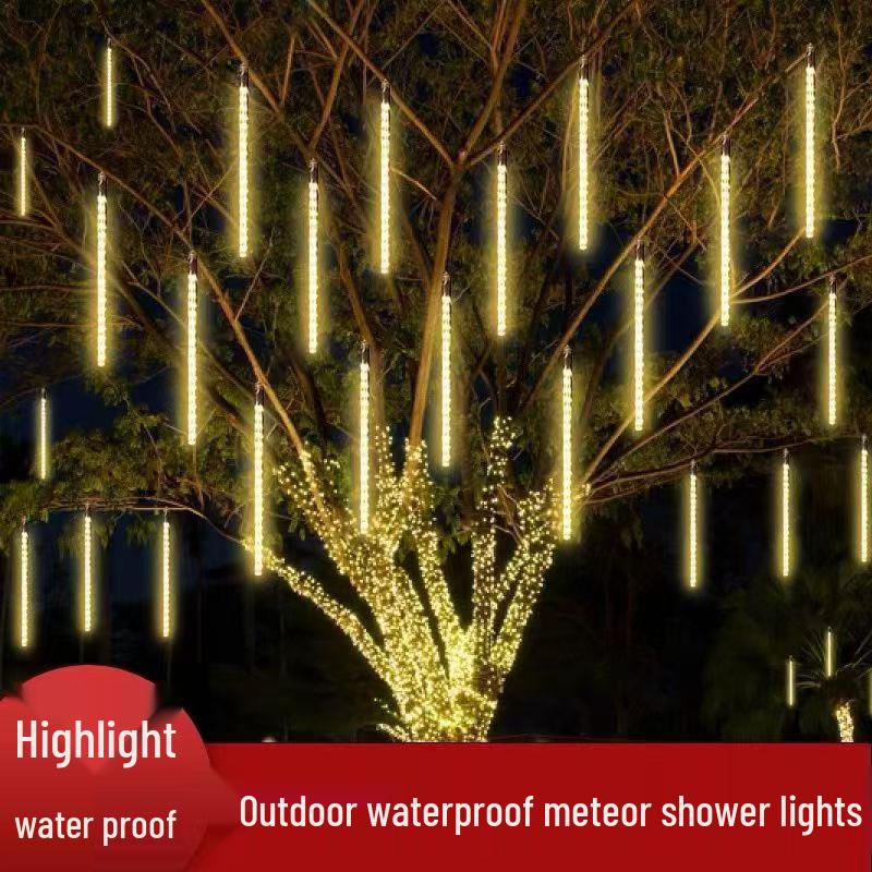 Solar Waterproof LED Meteor Shower String Lights for Outdoor Trees & Festival Decorations