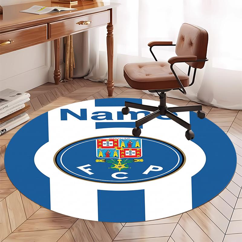 Custom Name FC Porto Printed Round Rug Carpet Chair Rug Area Rug Entryway Doormats,for Office Chair Living Room Bedroom Kitchen Room.