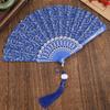 Love Heart Print Folding Fan with Tassel Chinese Style Portable Hollow Ribs Hand Fan Women Dance Performance Props Party Favors