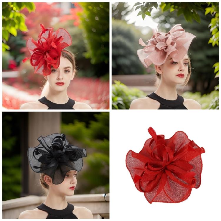 Exaggerated Flower Fascinator Hat Mesh Flower Bowler Hat Evening Dress HeadpieceFemale Flower Fascinator Hat