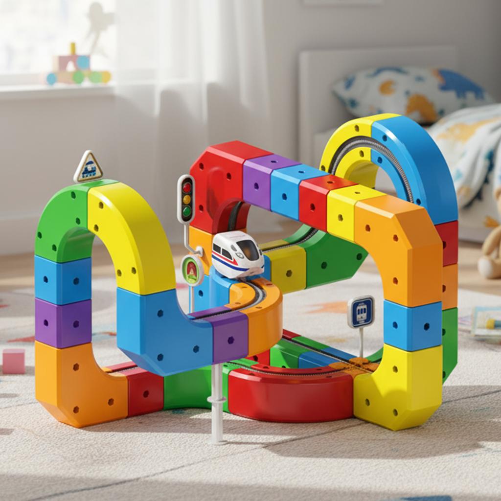 Electric Magnetic Track Set with Anti-Gravity Vehicles 100+ Pieces STEM Building Toys DIY Railway Toy Gift Box For Kids Gift