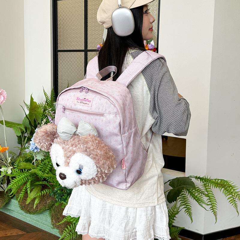 Shirley Rose backpack is versatile and cute cartoon Duffy plush face bag college students class school bag travel backpack