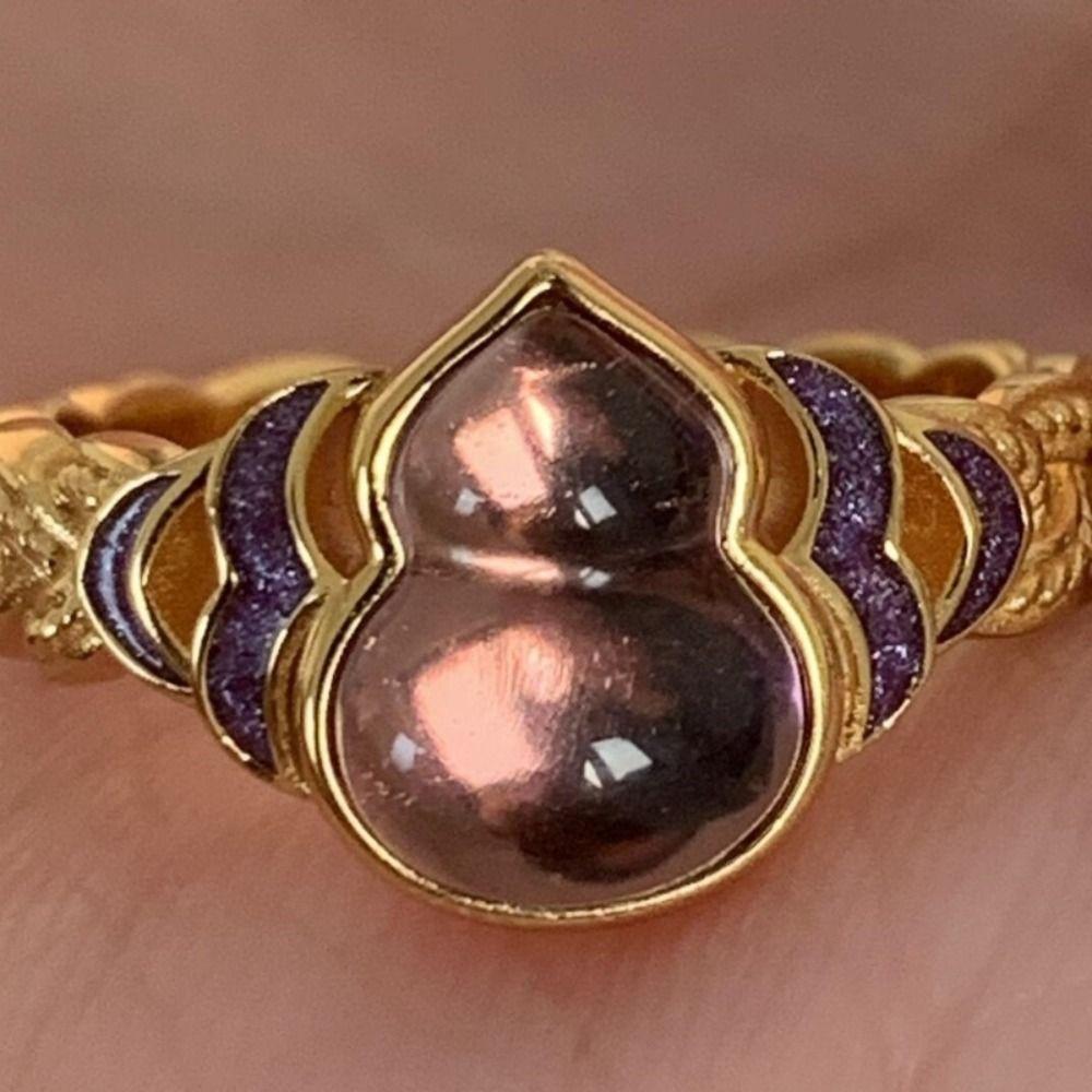 Lucky Vintage Rings Purple Gourd Metal Open Rings Temperament Enamel Finger Ring Ladies