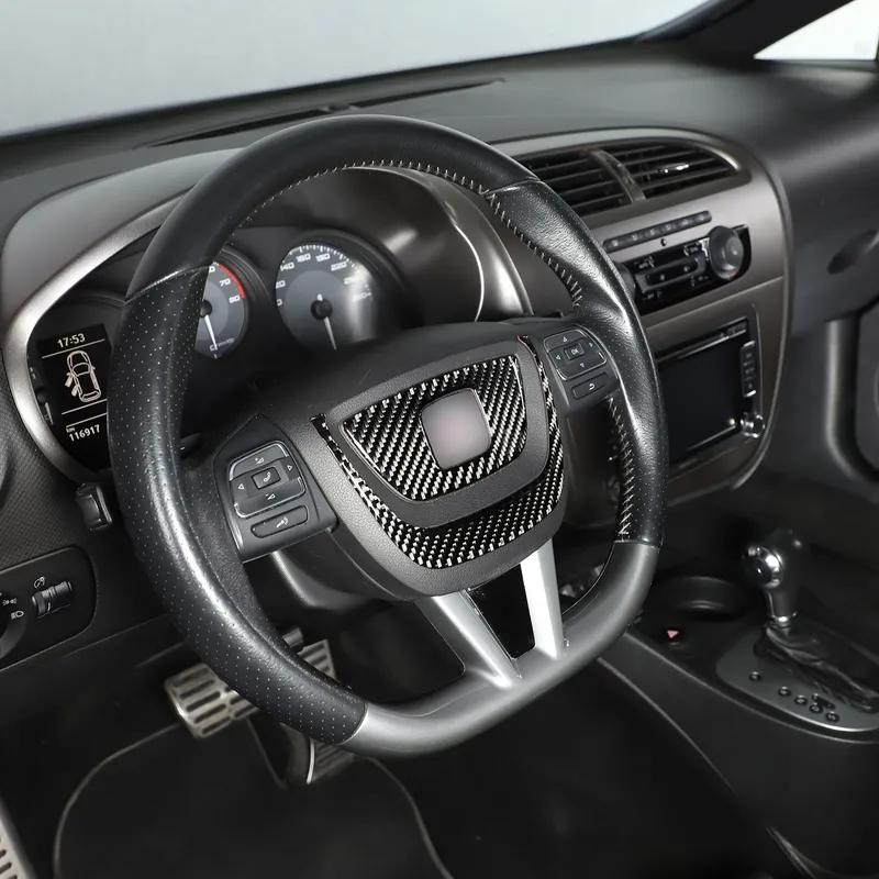 For SEAT Leon León Mk2 1P 2008-2012 Soft Carbon Fiber Car Steering Wheel Frame Panel Cover Trim Sticker Car Interior Accessories