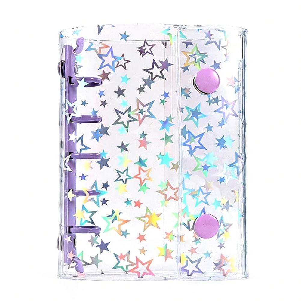 M5 Clear Glitter Star Mini Binder Notebook Diary Kawaii Hand Account Book DIY Postcard Collect Photo Album Stationery