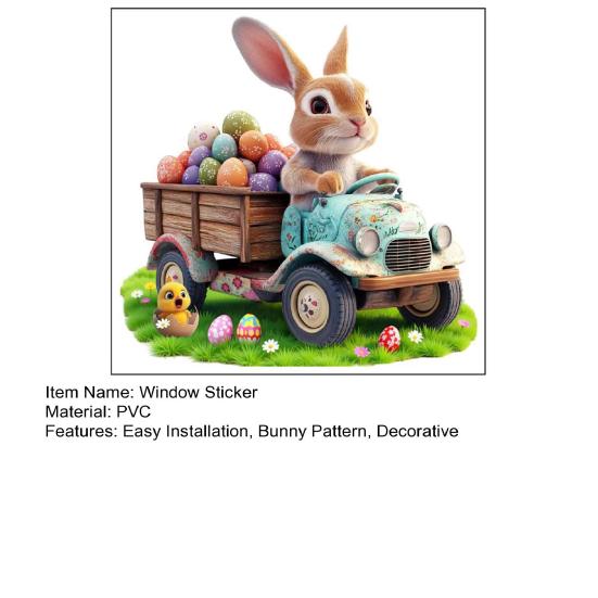 Window Sticker Healing Spring Window Scene Peel Stick Static Privacy Film Easter Bunny Egg Design Windows Doors Mirrors Decal