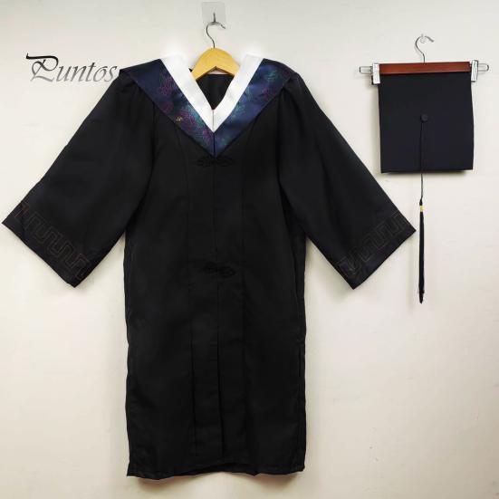 Academic Dress for Ceremonies Unisex Matte Graduation Cap Gown Set with Fake Shirt Collar And Doctoral Attire Neck Tie Professional Formal Bachelor's