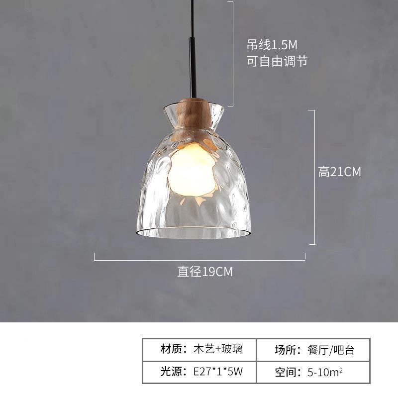 

2025 Nordic Restaurant Chandeliers Creative Cafe Lamp Three-head Dining Table Bar Lamp Japanese Log Glass Bedroom Bedside Lamp No light