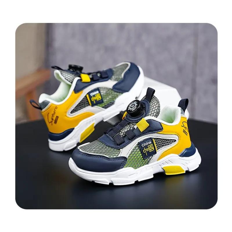 

2024 Summer Single Net Breathable Boys Sport Shoes Children Sneakers Rubber Leisure Trainers Casual Kids Sneakers 45 жовтий
