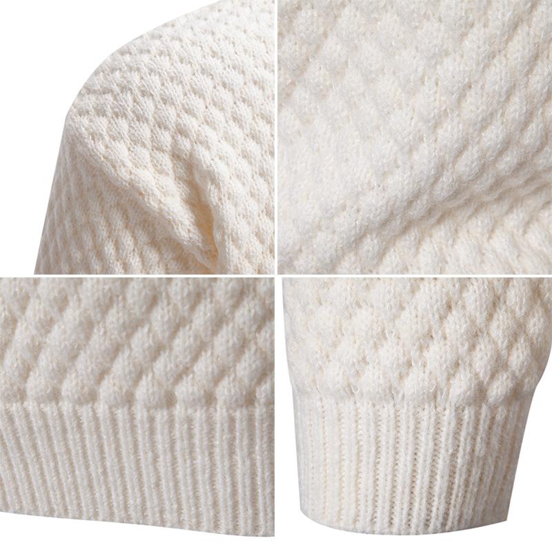 Men's Fashion Corn Grain Plaid Turtleneck Sweater Knitted Sweater Men's Warm Thread