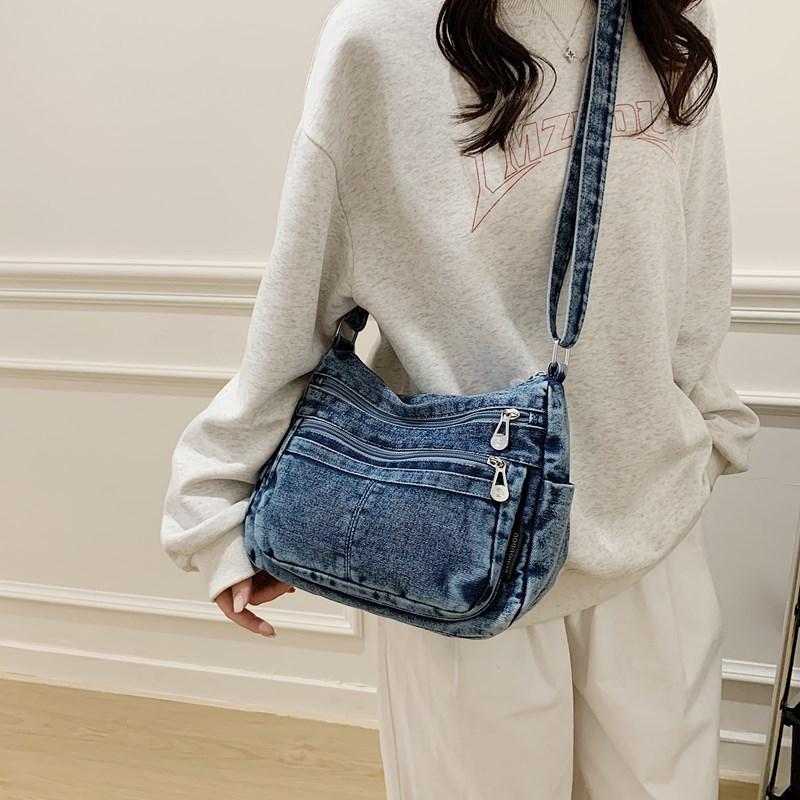 Denim Crossbody Bag for Women, Simple and Casual Storage Single-shoulder Bag, Fashionable Tote Bag