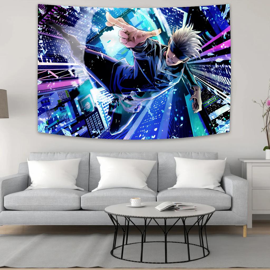 Anime Action Heroes Tapestry Dynamic Battle Scene Design Perfect for Fan Room Decor Large Wall Hanging Artwork