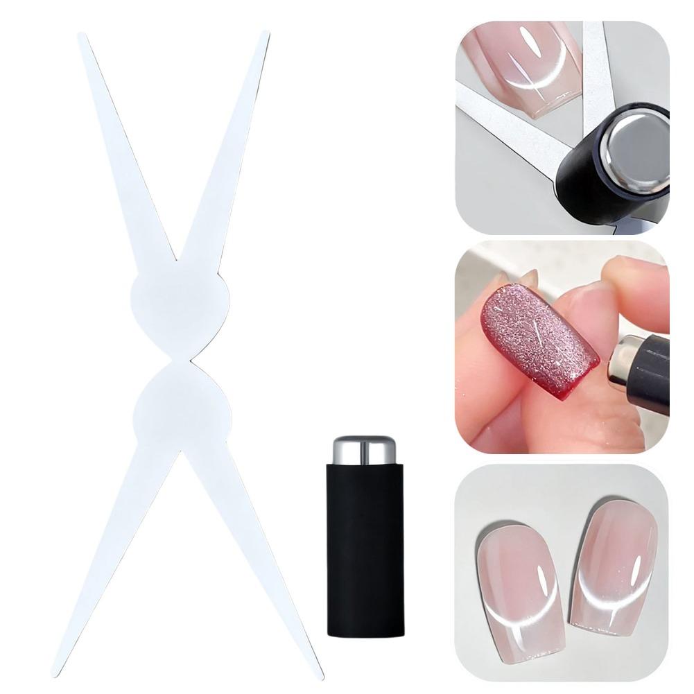 Cat Eye Nail Magnet Heart & Ingot Shaping Nail Magnet Flexible Iron Wire Cat Eye Nail Tool For 3D Designs Pcs Set Manicure Tool