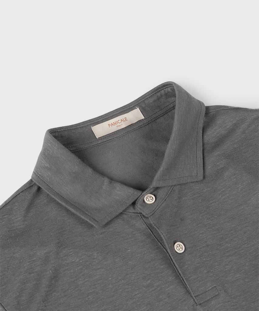 PANICALE Charcoal Striped Short Sleeve Polo Shirt