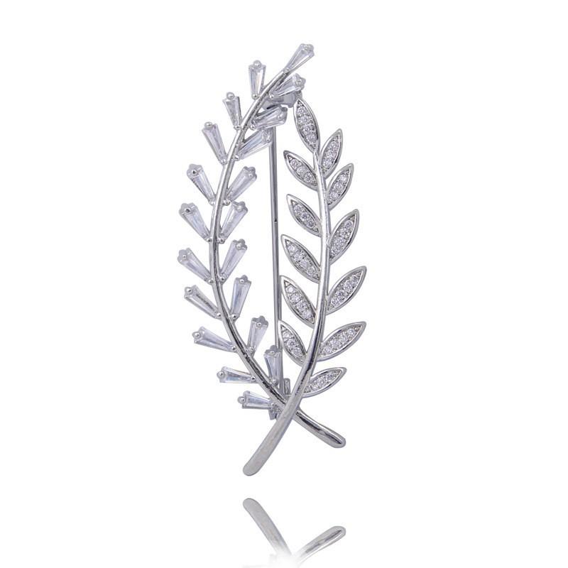 Suit Flower Brooch Accessories Zircon Pins Couple Dress Flower Premium Wheat Brooch Light Luxury