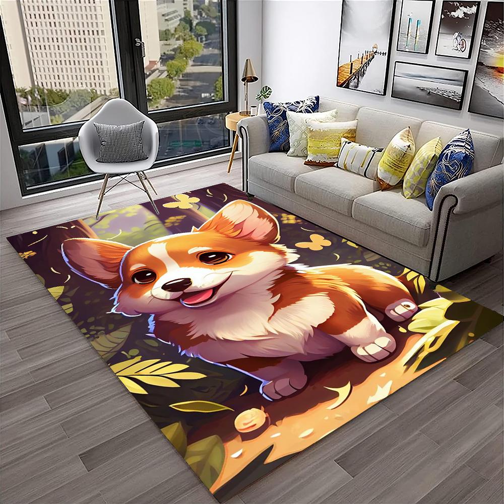 Süßer Hund Samojede, Chihuahua, Zwergspitz, Husky Cartoon Teppich für Zuhause Wohnzimmer Schlafzimmer Sofa Fußmatte Dekoration, Kinder Rutschfest