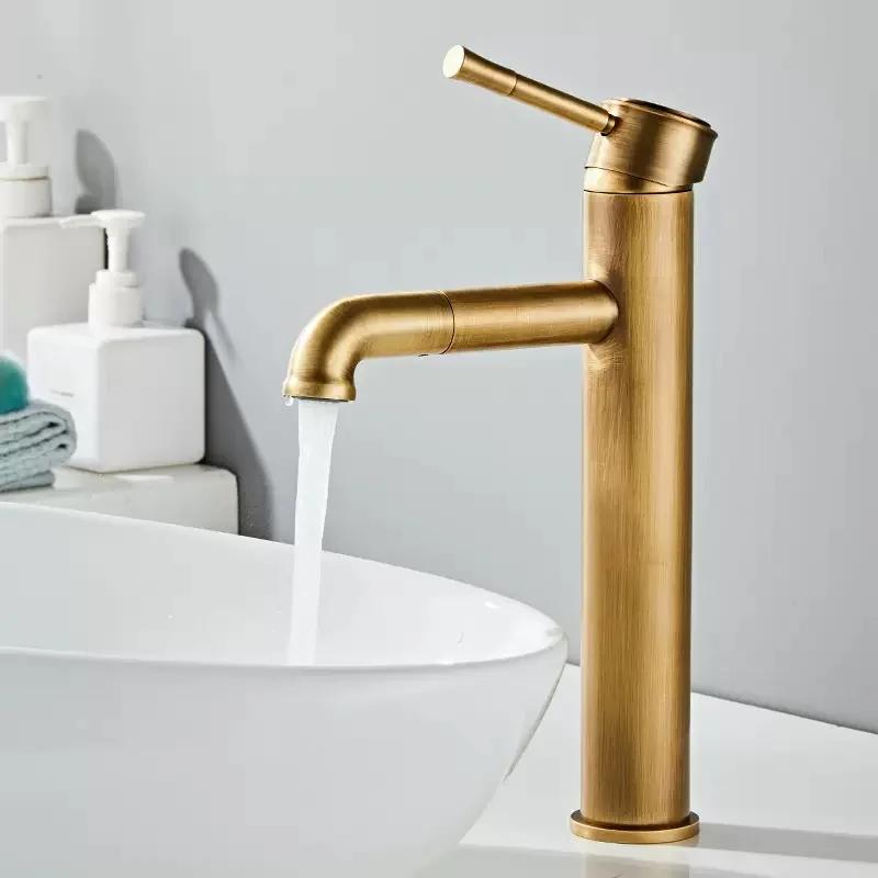Antike Bronze Waschbecken Armaturen Badezimmer Armatur Heiß & Kalt Messing Badezimmer Waschbecken Armatur Drehbar Lavotory Armatur Mischbatterie Wasser