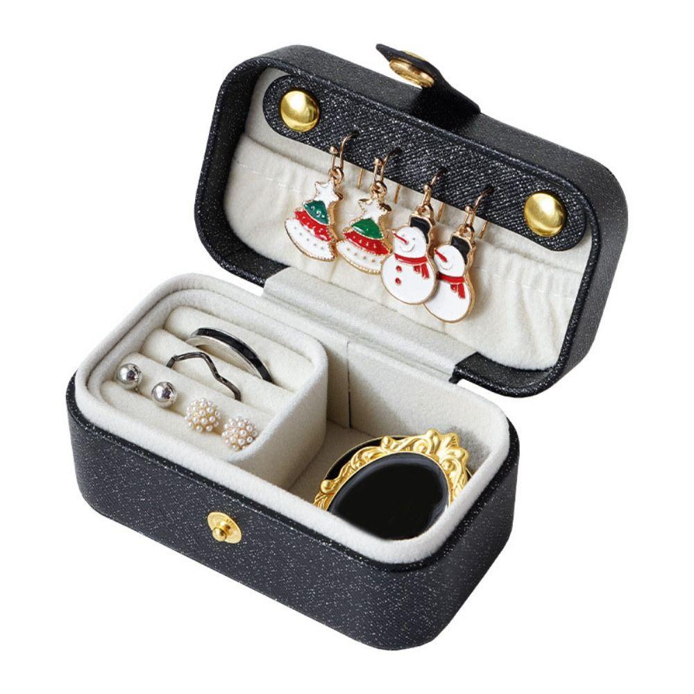 PU Leather Ring Necklace Case Solid Color Jewelry Display Case Simple Earrings Holder  Travel