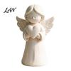 Modern Cream Style Home Accessory 3D Printed Angel Heart Statue, White Resin Praying Figurine for Small Decorative Statue Table Living Room