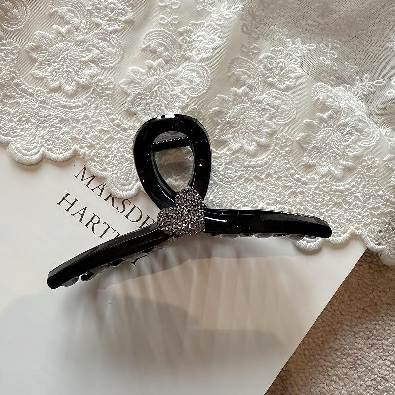 Korean Hair Accessory, High-end Feel, Fully Bejeweled Heart-shaped Hair Clip for Women, Bun Hairstyle Shark Clip